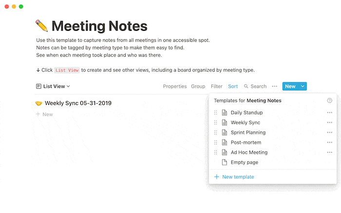 meeting note notion