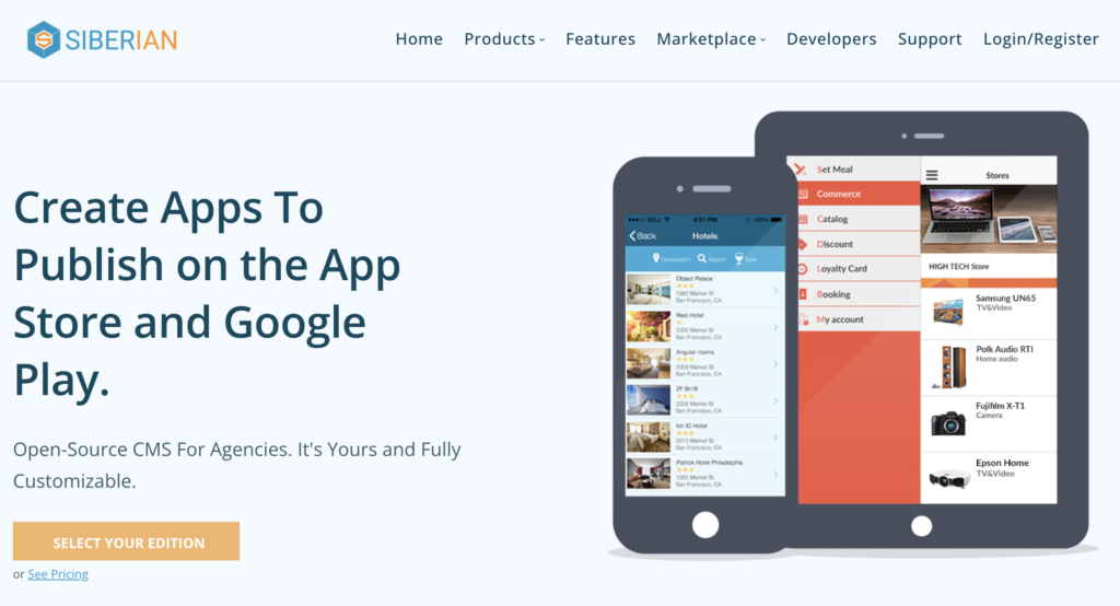 CMS Siberian pour créer des application pour l'App Store et Google Play