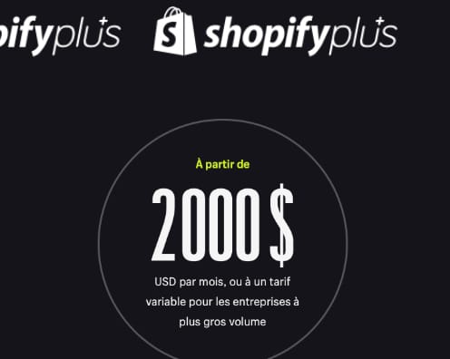 Tarifs Shopify Plus