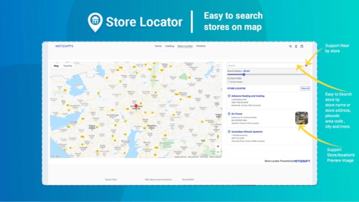 20 modules de store locator Shopify