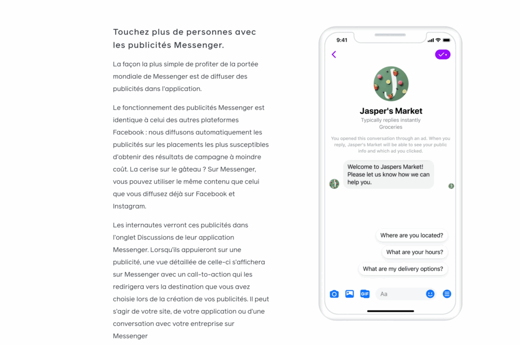 messenger ads plateforme de publicité digitale