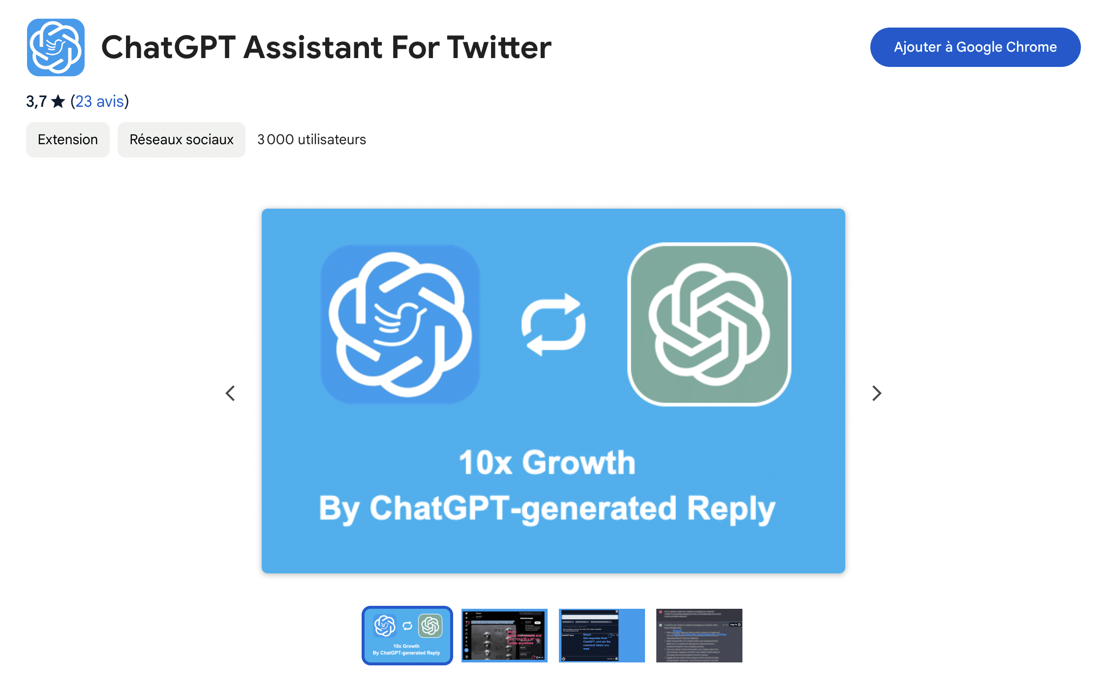 extension chrome chatgpt pour twitter X