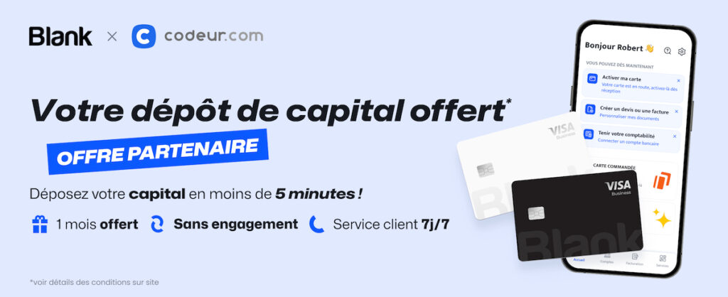 Dépôt de capital offert Codeur x Blank