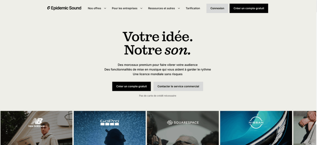 Epidemic Sound musique libre de droit gratuite