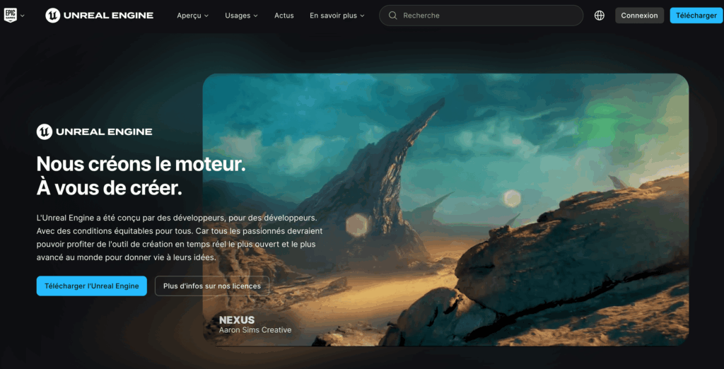 Unreal Engine logiciel motion design