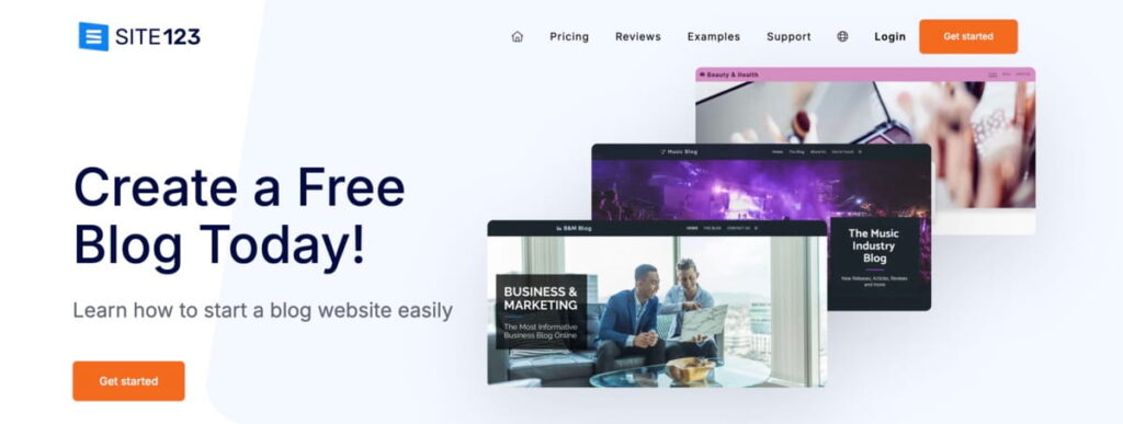créer un blog avec site 123