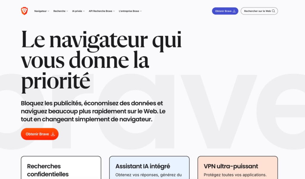 Brave navigateur vie privée