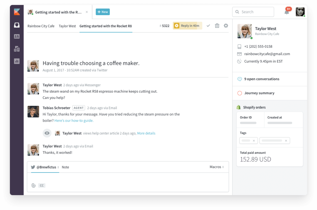 Kayako : live chat pour support