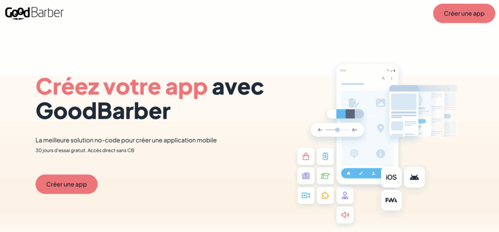 goodbarber logiciel application android