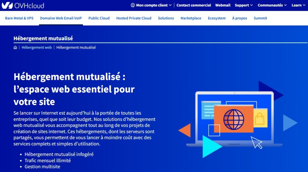 Espace web mutualisé avec OVHcloud