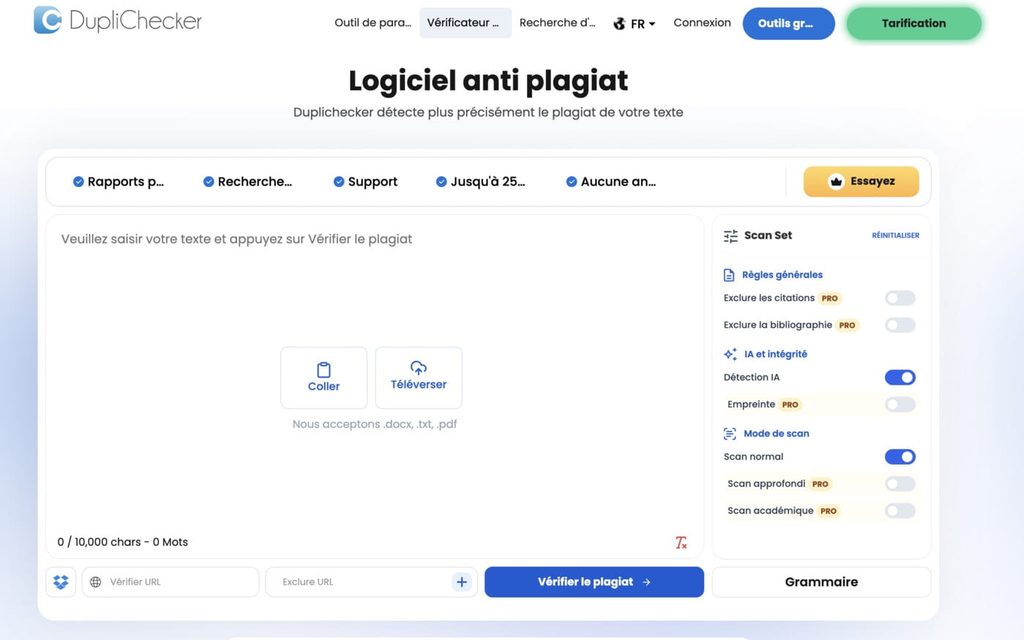 Outil détecter contenu dupliquer Duplichecker