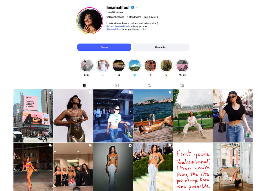 Instagram de Lena Mahfouf
