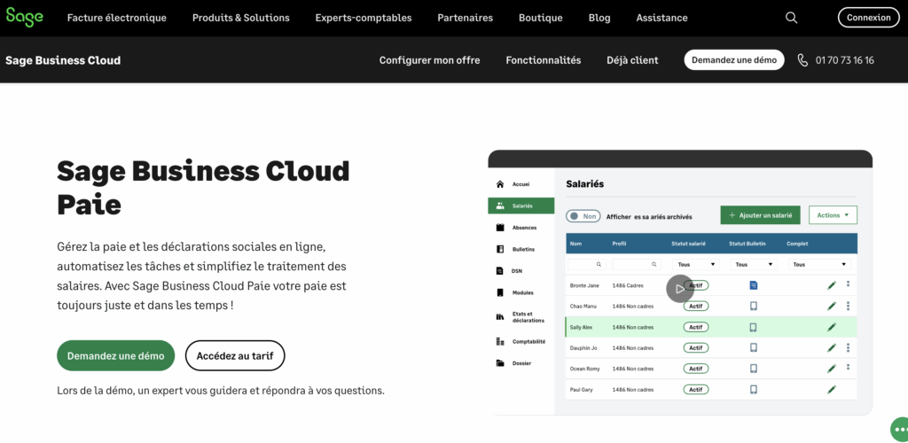 Sage Business Cloud logiciel de paie