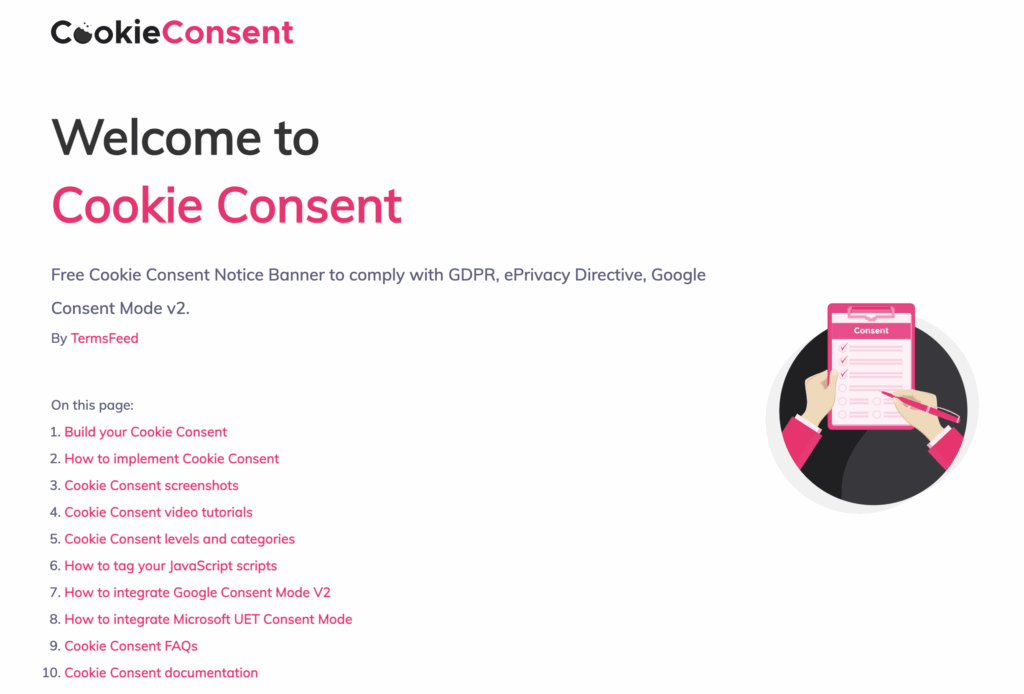 plateforme de consentement de cookies CookieConsent