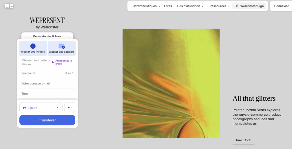 wetransfer envoyer fichier lourd
