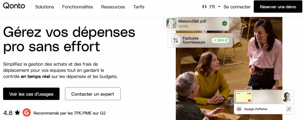 Qonto banque en ligne avec suivi des frais