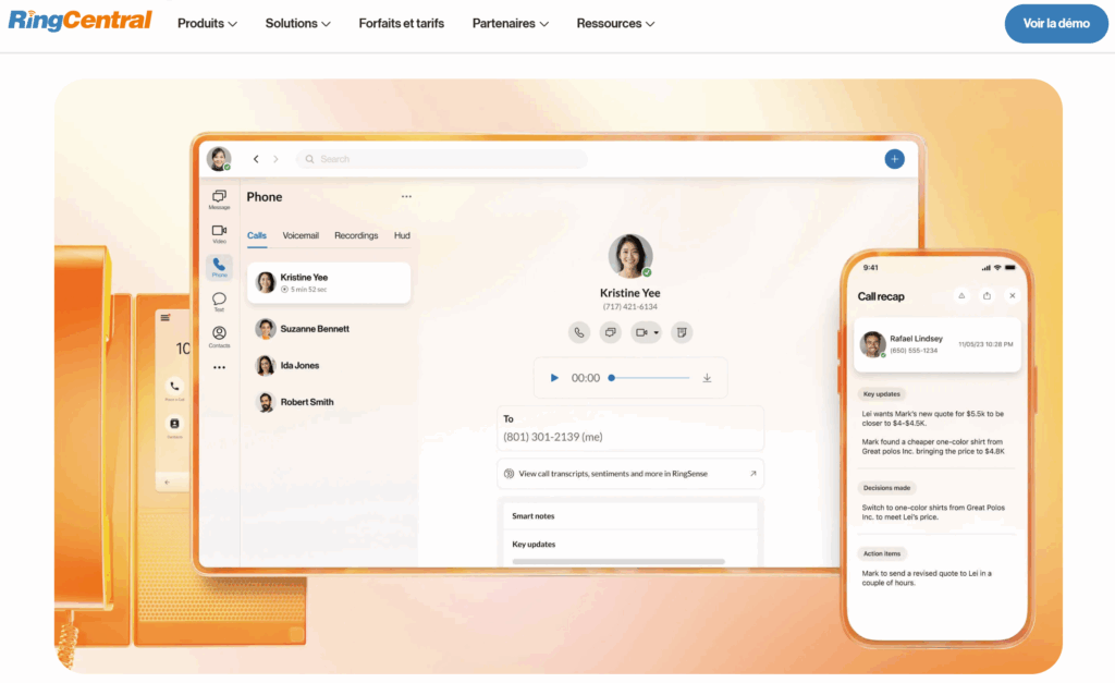 RingCentral système de téléphonie VoIP