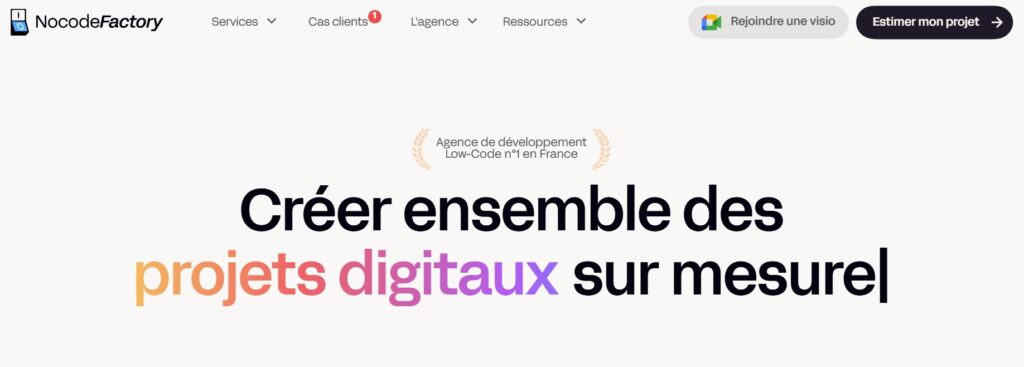 agence Nocode Factory pour sites web et applications