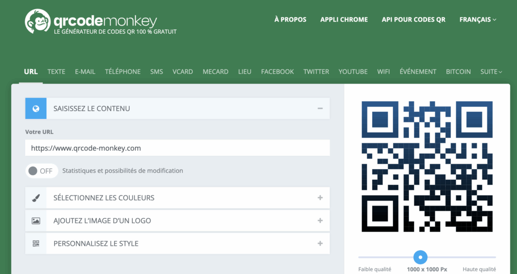 QRCode Monkey qr code gratuit