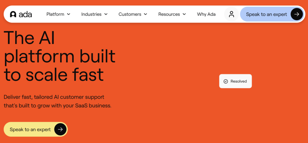Ada agent IA no-code pour le support client