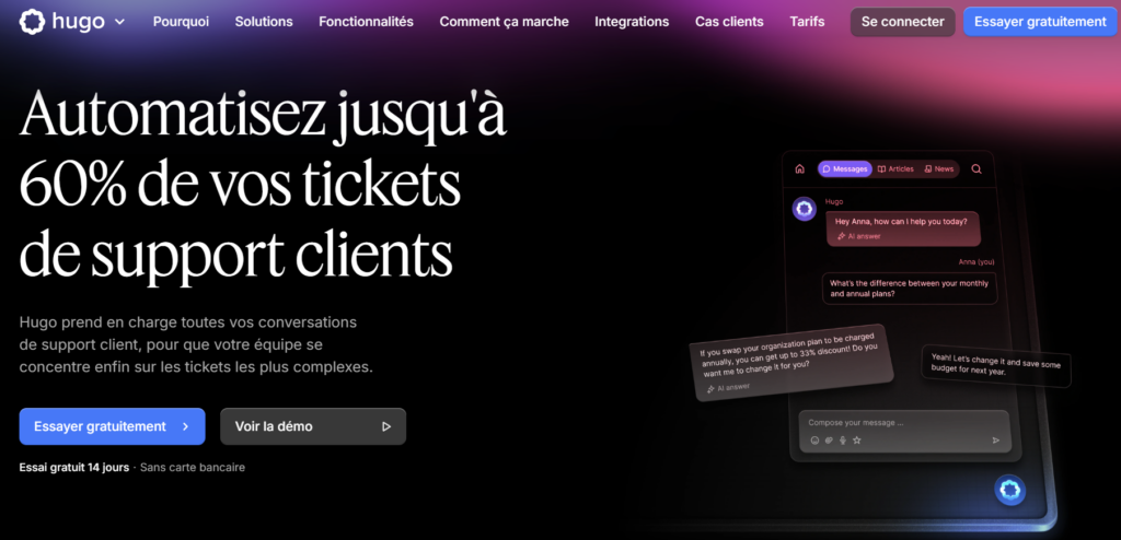 Hugo agent IA pour le support client