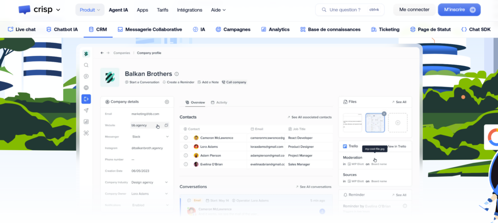 CRM avec IA Crisp pour le support client