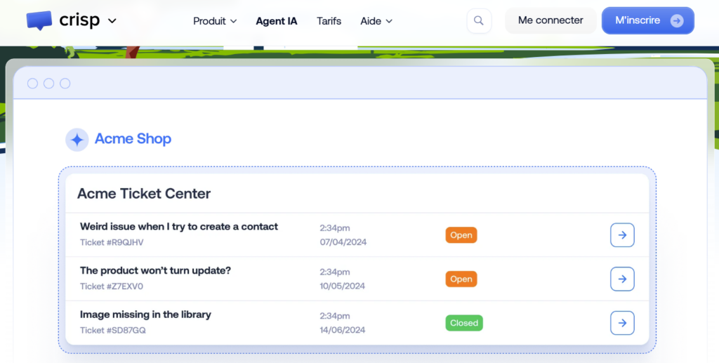 helpdesk avec IA Crisp
