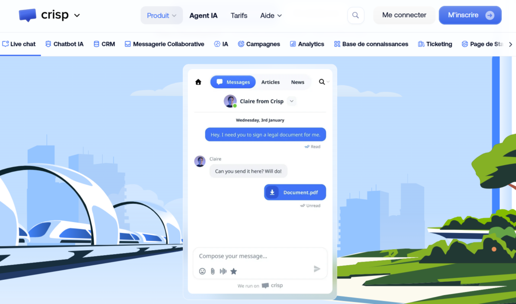 logiciel de chat Crisp pour le support client