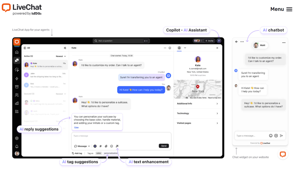 LiveChat avec IA pour sites web