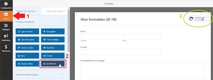 intégrer un reCAPTCHA sur WP Forms