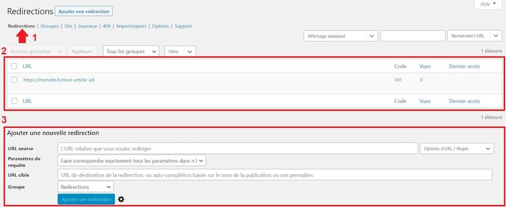 redirection WordPress
