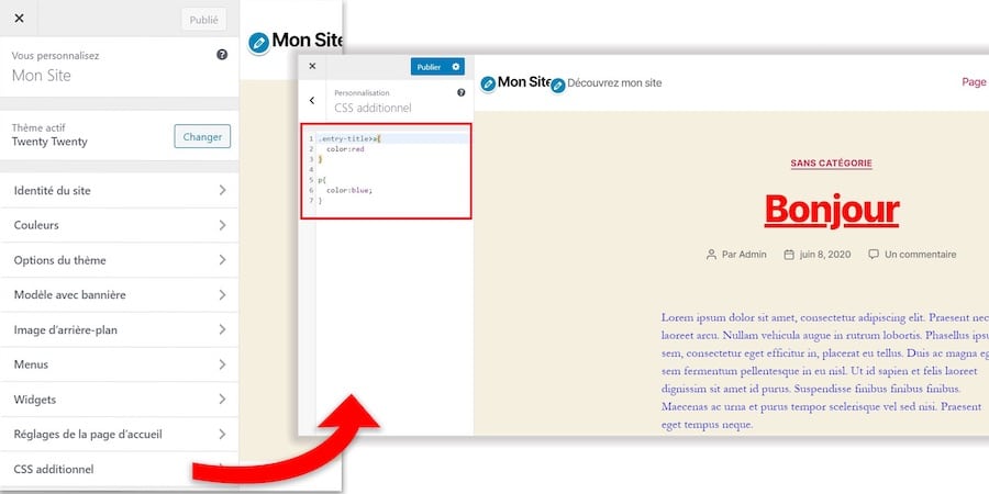 ajout CSS additionnel WordPress