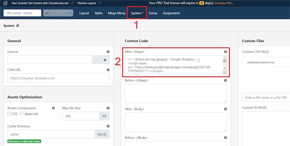 intégration Google Analytics sur Joomla