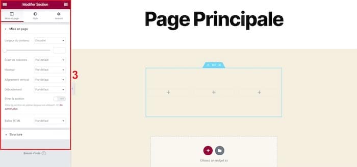 ajouter une section Elementor WordPress