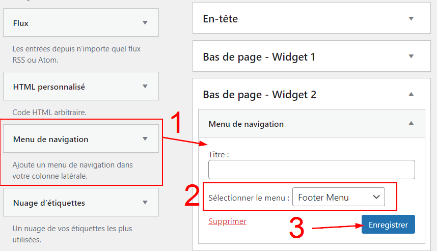 Modifier footer WordPress