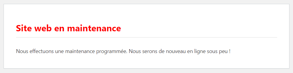 Mode maintenance de WordPress