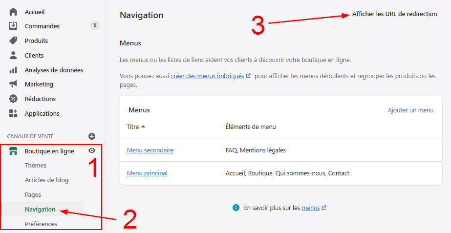 URL redirection Shopify
