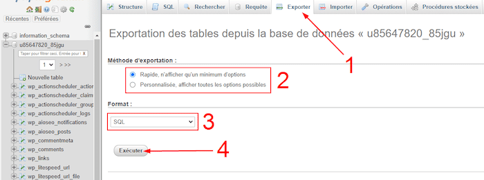exporter base de données