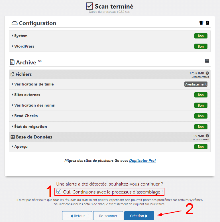 Scan avec Duplicator