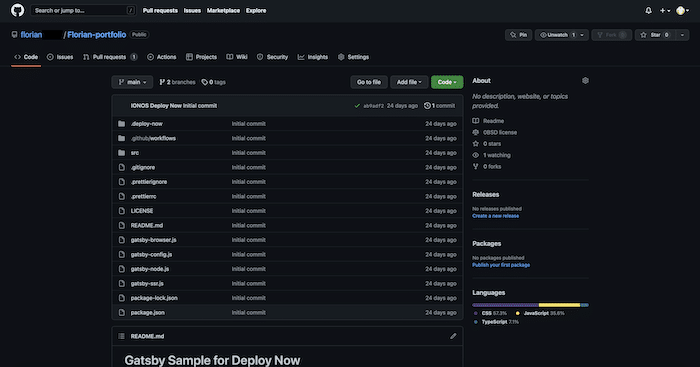 dépôt GitHub Deploy Now